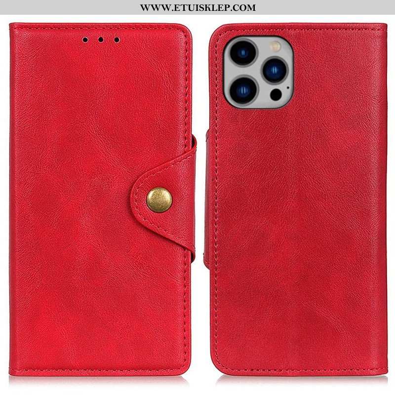 Etui Folio do iPhone 14 Plus Guzik Ze Sztucznej Skóry